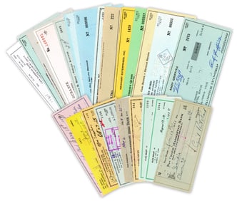 Lot of 24 Signed Checks From Notable Actors & Writers: Griffith, Montgomery, Newhart, & More!