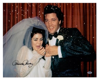 Priscilla Presley Signed Oversized Wedding Photograph With PSA COA