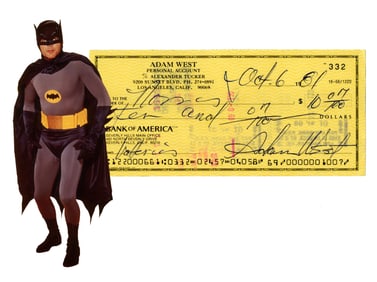 Batman Buys Batteries! Adam West Signed Check