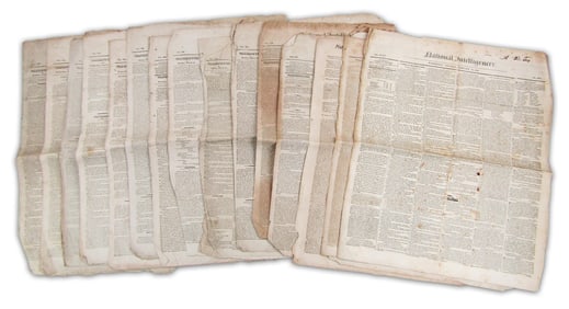 16 Issues "National Intelligencer," 1819-1833: Congressional News, Indian Relations, Tariffs,