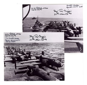 Pair of Photographs Signed by 3 Members of Doolittle's Raiders