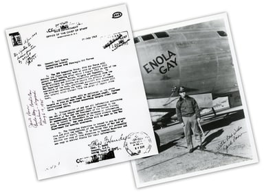 Jacob Beser Signed (2) Photos - Only Strike Crew Member to Participate in Both Hiroshima & Nagasaki
