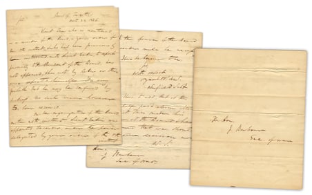 Winfield Scott 3x Signed ALS to Sec. of War Re: Board of Tactics, 2 Months Before Standardizing Body