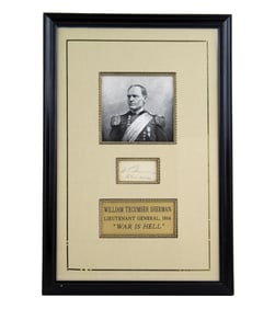 William T. Sherman Cut Signature Framed