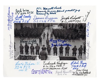 Band of Brothers B&W Photo Signed by 19 Members of Easy Company