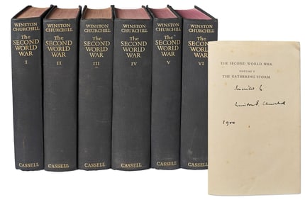 Winston Churchill Signed 1st Edition of "The Second World War," Six Volumes