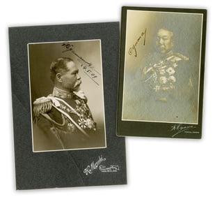 [Imperial Japanese Military] Prince Oyama Iwao & Admiral Yamamoto Gonnohyoe Signed Cabinet Cards