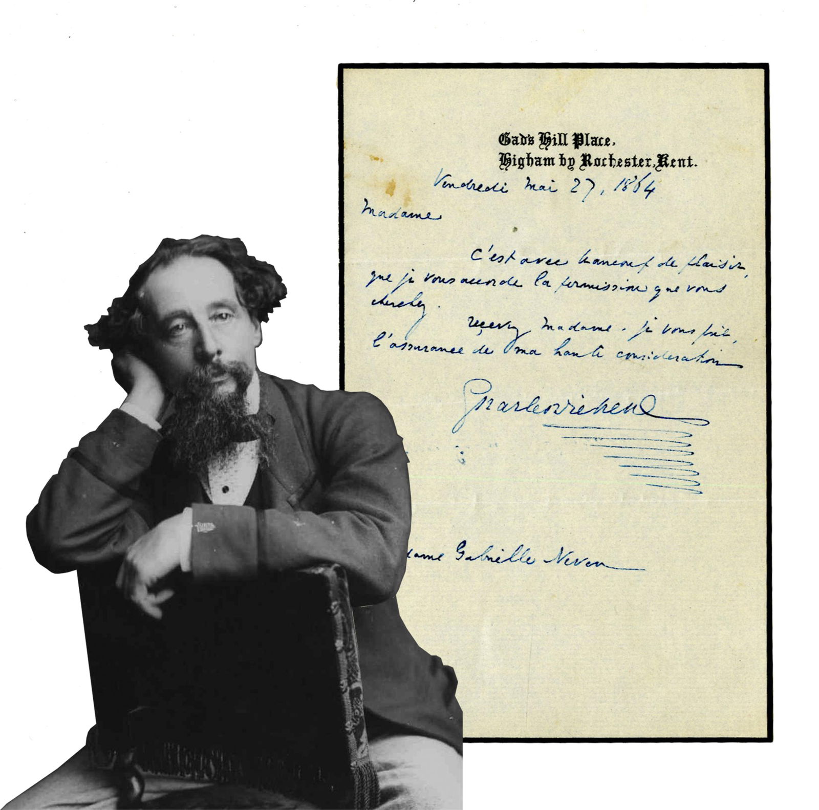 Dickens ALS May 1864, "Our Mutual Friend," First Published Just Weeks Before (1 of 4)