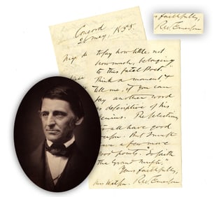 Ralph Waldo Emerson Exceptional Literary Letter to a Female Friend & Transcendentalist
