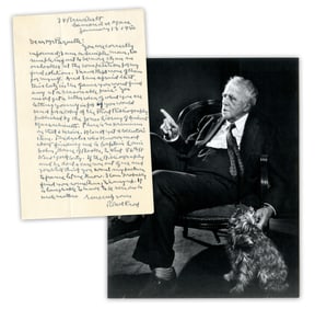 Robert Frost ALS to Book Collector: "I am a simple man, too simple to be more than an onlooker&#8230