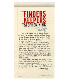 Stephen King Signed Broadside for Finders Keepers