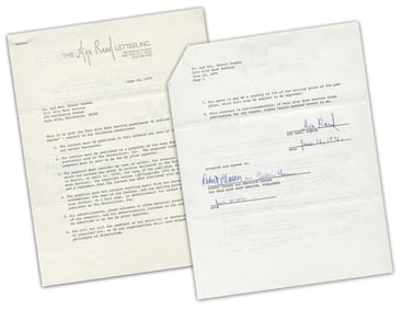 Ayn Rand Signed Contract for "The Moral Factor" - Lecture Inspired by D.O.I Bicentennial
