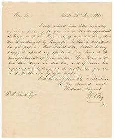 Henry Clay ALS Re: "new Regiments of mounted men" To Protect Texas, California & New Mexico