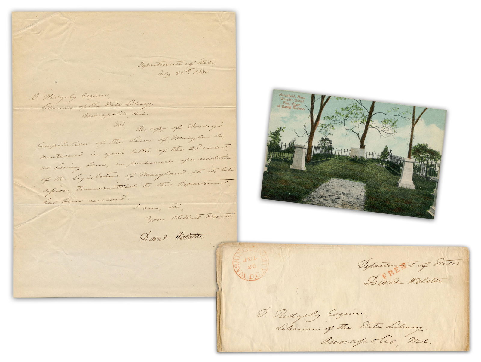 Daniel Webster LS & FF As Tyler's Secretary of State Re: Laws of Maryland (1 of 7)