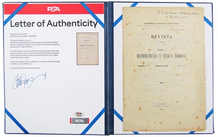 Albert Einstein Signed Offprint Of Argentinian Article Exploring Rik = 0 & Unified Field Theory!