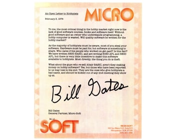 Bill Gates Signed “An Open Letter to Hobbyists” Typescript