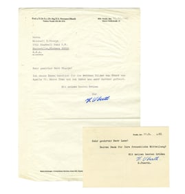 Herman Oberth Pair of Typed Thank You Letters Signed, 1965 & 1969