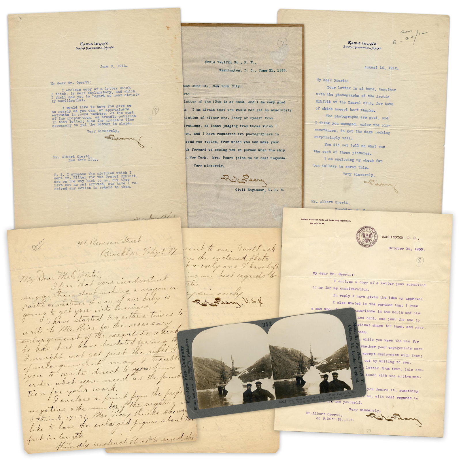 Robert Peary Correspondence Exchanged With Expedition Artist, 1893-1912, With Bonus Greenland (1 of 10)