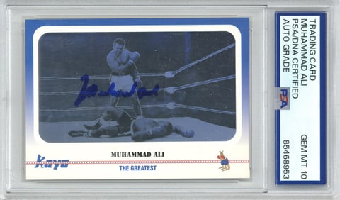 Muhammad Ali Signed Kayo Card, PSA GEM MT 10