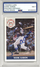 Hank Aaron Signed Front Row Card, PSA Graded NM 7