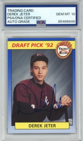Derek Jeter Draft Pick '92 Signed Card, PSA GEM MT 10!
