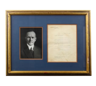 Calvin Coolidge TLS to Confederate Veteran, 2 Weeks Into Presidency