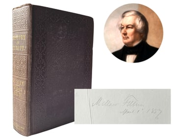 Millard Fillmore Signed Book from Personal Library on "History of Europe"