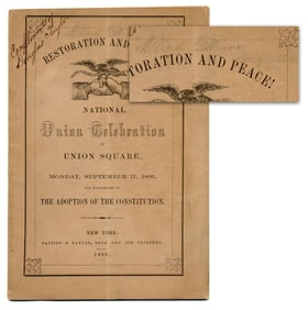 Millard Fillmore Signed "Restoration and Peace!" 1866 National Union Celebration at Union Square
