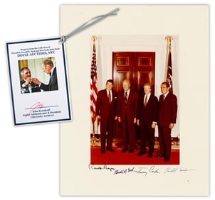 Gerald Ford's Own Oversized "Four Presidents" Signed Photo From His Estate, None other Personally