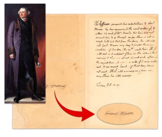 Jefferson Slavery-Related ALS Signed 3 Times, Scouting Construction of Slave Built Mason Island Road