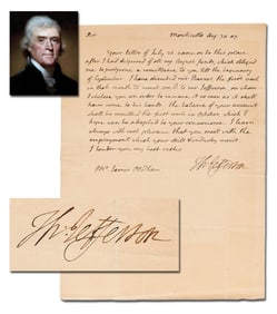 Thomas Jefferson ALS as President, He Praises "skill and industry," Twice Signed