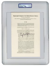 Lyndon B. Johnson PSA Authenticated and Slabbed Boldly Signed 1964 Civil Rights Act Souvenir