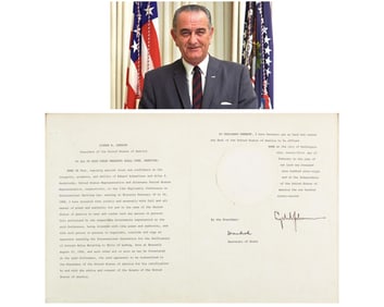 LBJ Defines Nuclear Boundaries at Sea in Incredible Executive Order! Large, Bold Signature!