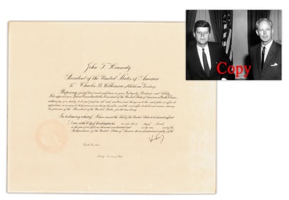 John F. Kennedy DS Appointing Bud Wilkinson Special Consultant on Youth Fitness, JSA Authenticated