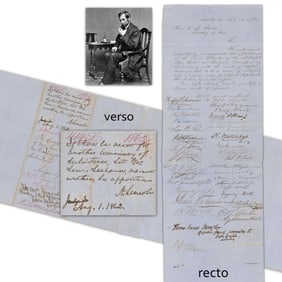 Lincoln Boldly Signed Endorsement, Plus 31 Other Notables, Days Before Battle of Baton Rouge
