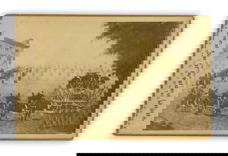 A. Lincoln's Funeral Procession in New York Rare Cabinet Card: Abraham LincolnNew York, NY, ca. 1879A. Lincoln's Funeral Procession in New York Rare Cabinet CardCabinet cardA sepia-toned cabinet illustration depicting Abraham Lincoln's New York City funeral proce