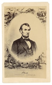 Abraham Lincoln CDV with Allegorical Slave Figure