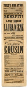 Ford's Theatre "American Cousin" Playbill, Early Reprint