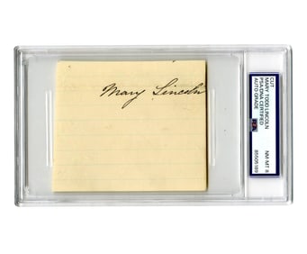 Mary Todd Lincoln Clipped Signature, PSA Graded NM-MT 8