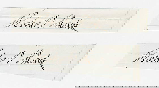 (2) Robert Todd Lincoln Clipped Signatures: Robert Todd Lincolnn.p., n.d.(2) Robert Todd Lincoln Clipped SignaturesSignaturesA pair of clipped signatures belonging to Robert Todd Lincoln (1843-1926), the only surviving son of 16th U.S. Presiden
