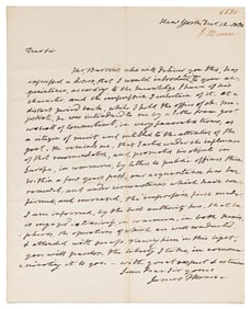 James Monroe Handwritten Signed Letter of Recommendation