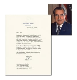 Richard Nixon Signed Letter Thanking "an old and trusted friend" for his "letter of support on
