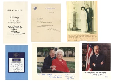 Presidents: Johnson, Bush, Clinton, Hoover, Nixon & Ford Lovely Signed Items - Great Dealers Group!
