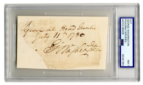 George Washington PSA NM 7 Signature Dated Same Day Rochambeau's Fleet Arrived In Newport, &