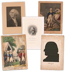 George Washington Prints by American & European Printmakers, ca. 1800-1866, 5 Pcs