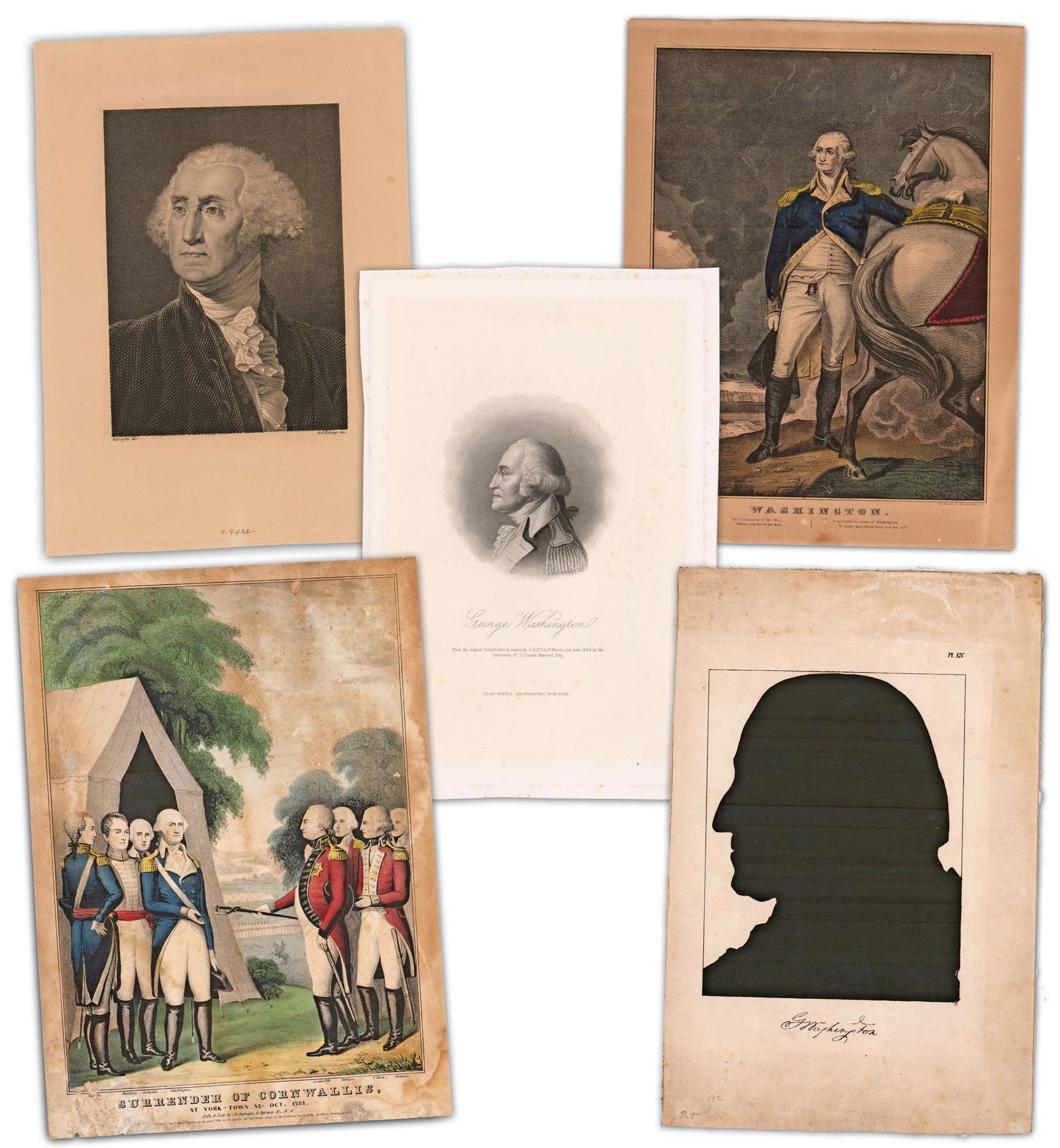 George Washington Prints by American & European Printmakers, ca. 1800-1866, 5 Pcs (1 of 7)