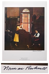 Norman Rockwell Signed Lithograph of His Painting "Marriage License"