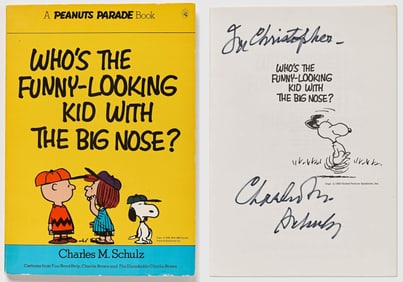 Charles M. Schulz Signed Book, "Who's the Funny-Looking Kid with the Big Nose?"