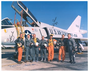 Mercury 7 Crew Members Oversize Photo - Iconic Image Signed by Cooper, Carpenter & Schirra