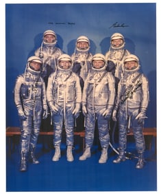 The Original Seven Crew Oversize Photo, Signed by Walter Schirra and Gordon Cooper
